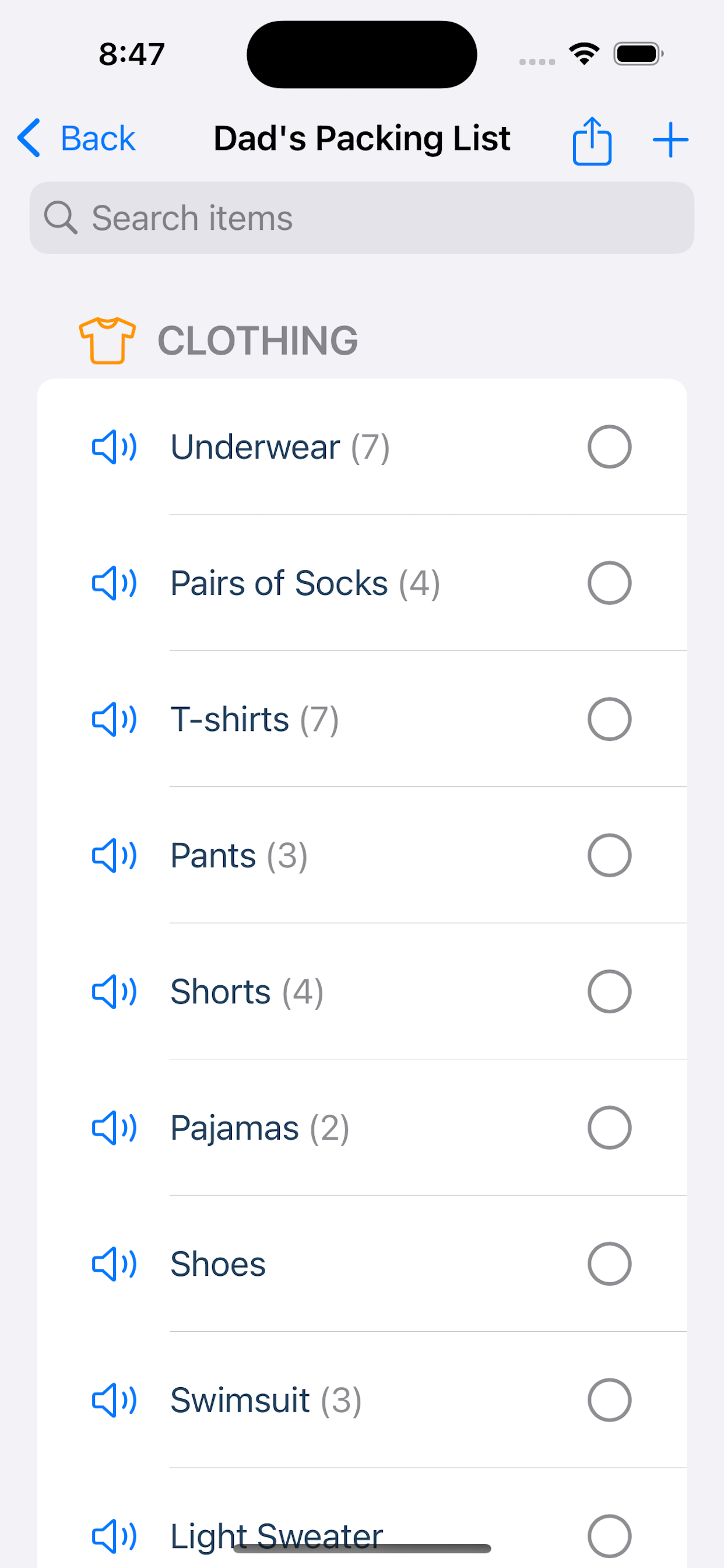 Detailed Packing List